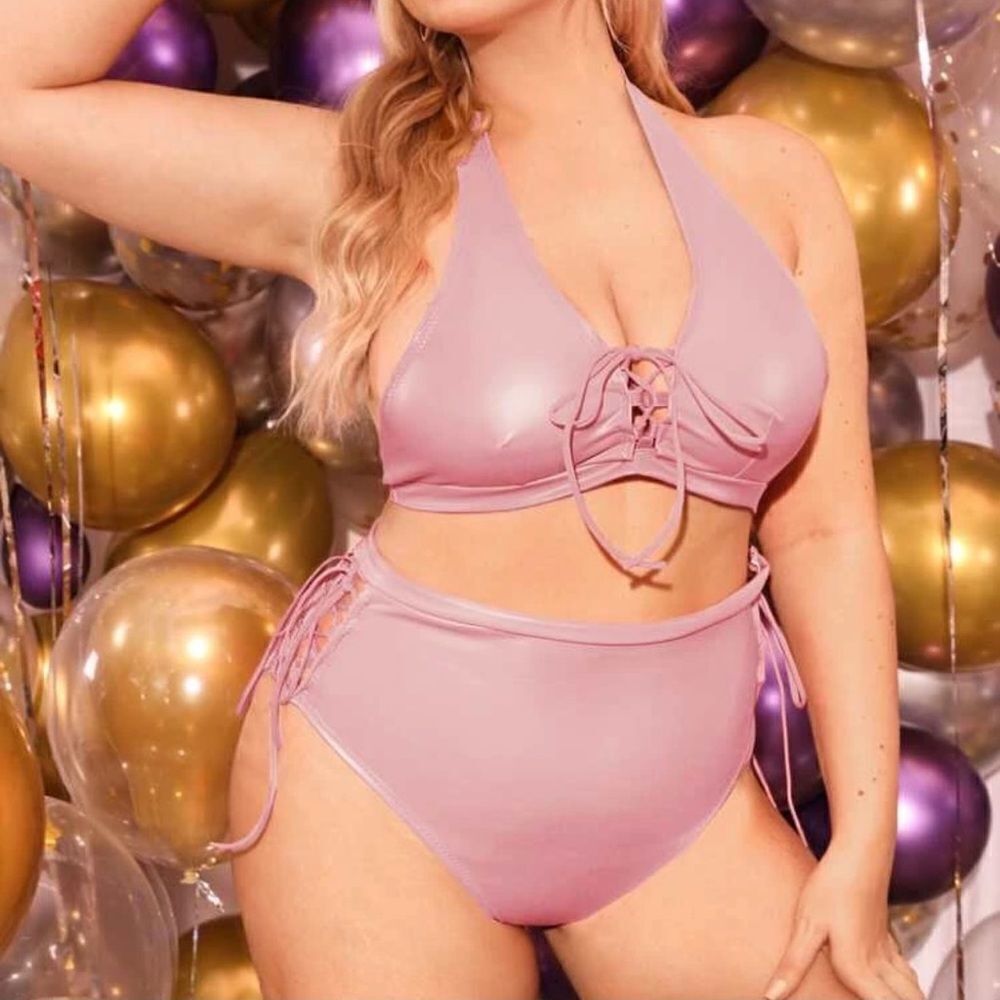 Pink PU Vegan Leather Lingerie Set